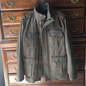 Express Men's Wool Blend Military Pea Coat